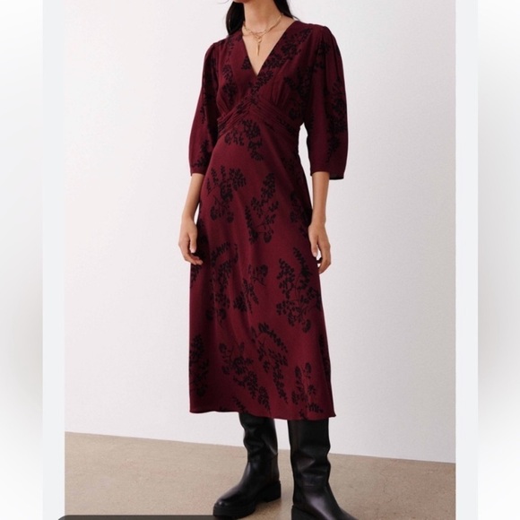 Ba&sh Soa floral patterned v-neck midi dress 17641 - Picture 3 of 15